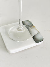 Load image into Gallery viewer, Grey Mother Of Pearl White Marble Coasters With Holder (Set Of 4)