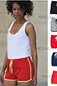 Skinni Fit Womens/Ladies Retro Training/Fitness Sports Shorts (Red/ Yellow)