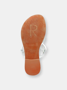 Rita White Strappy Flat Leather Sandals