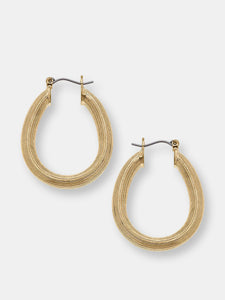 Lara Ribbed Metal Hoop Earrings in Worn Gold