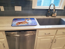 Load image into Gallery viewer, 14 in x 21 in Corgi Snow Cardinal Dish Drying Mat