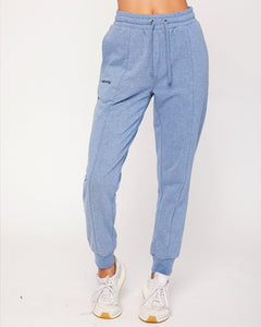 Pintuck French Terry Joggers - Indigo Heather Blue
