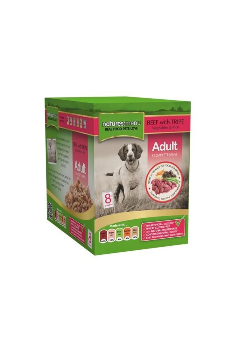 Natures Menu Beef And Tripe Adult Wet Dog Food Pouches (Pack Of 8) (Beef And Tripe) (Pack Of 8)
