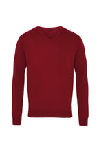 Load image into Gallery viewer, Mens V-Neck Knitted Sweater (Burgundy)