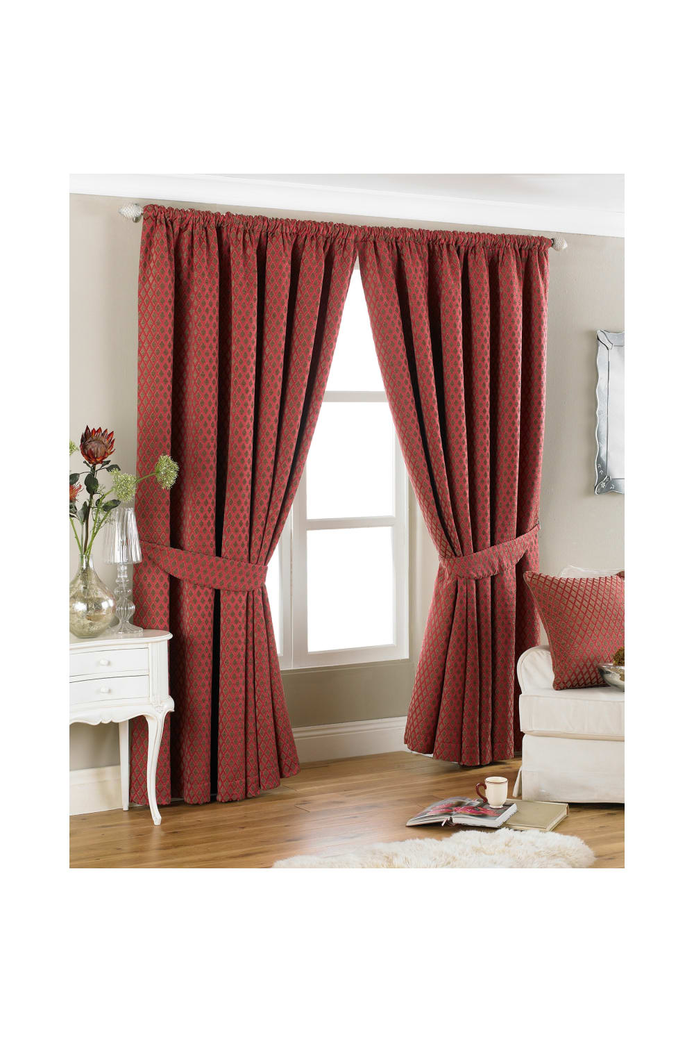Riva Home Devere Pencil Pleat Curtains (Burgundy) (90 x 90 inch)