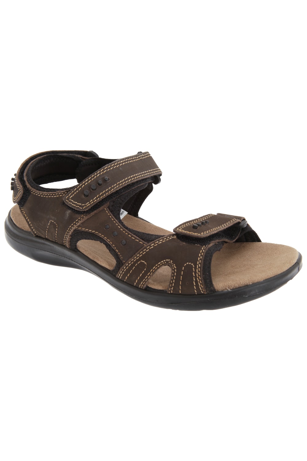Mens 3 Touch Fastening Padded Sports Sandals (Brown)