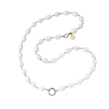 Load image into Gallery viewer, Inspired Essentials Pearl Loop Charm Necklace -24&quot;