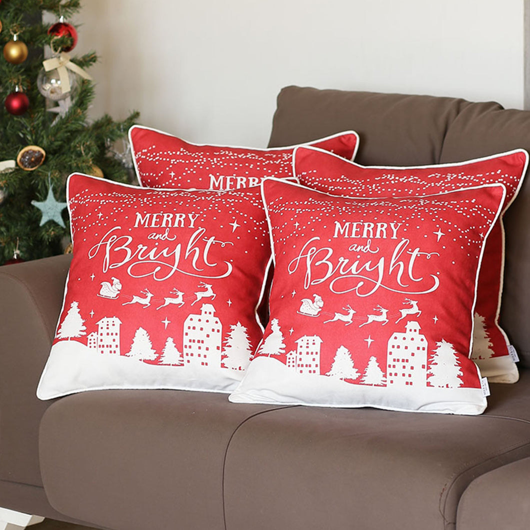 Decorative Christmas Night Throw Pillow Cover Set of 4 Square 18