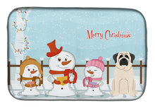 Load image into Gallery viewer, 14 in x 21 in Merry Christmas Carolers Mastiff White Dish Drying Mat