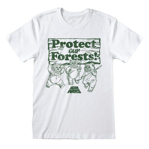 Star Wars Mens Protect Our Forests Ewok T-Shirt (White/Green)