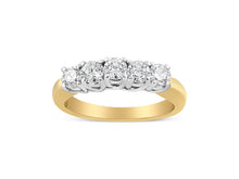 Load image into Gallery viewer, 18K Yellow Gold 1 Cttw 5-Stone Round Cut Diamond Ring (F-G Color, SI1-SI2 Clarity)