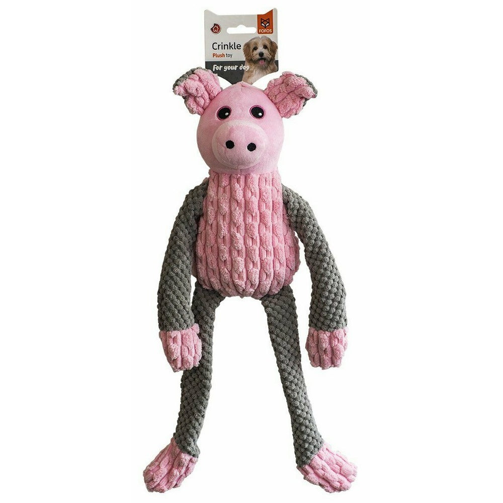 Fofos Pig Plush Dog Toy (Pink/Gray) (S)