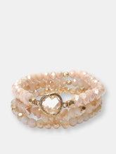 Load image into Gallery viewer, Light Pink Multi Facet Crystal Bead and Champagne Quartz Stretch Bracelet