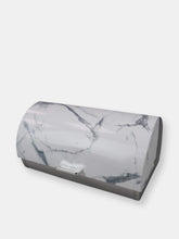 Load image into Gallery viewer, Marble Like Roll Top Lid Steel Bread Box, White
