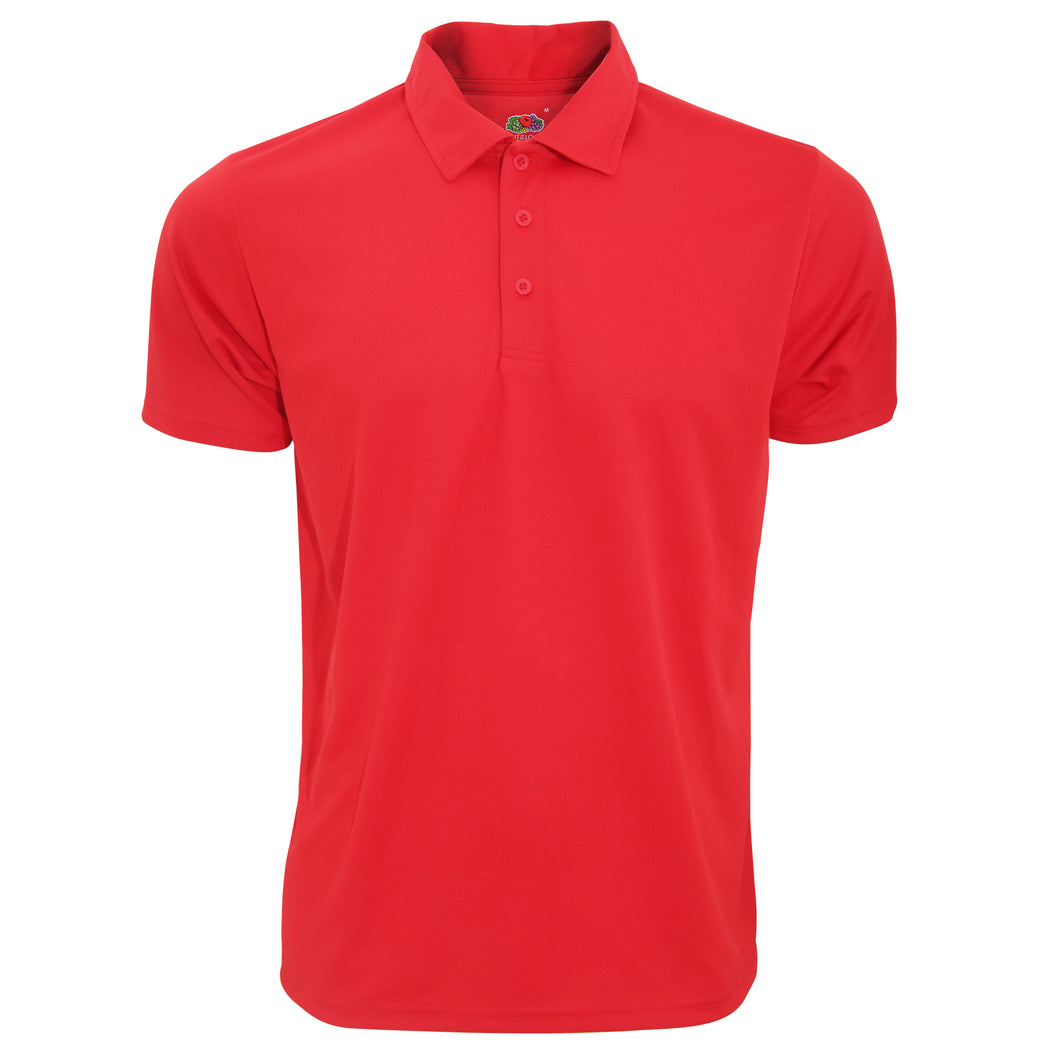 Fruit Of The Loom Mens Moisture Wicking Short Sleeve Performance Polo Shirt (Red)