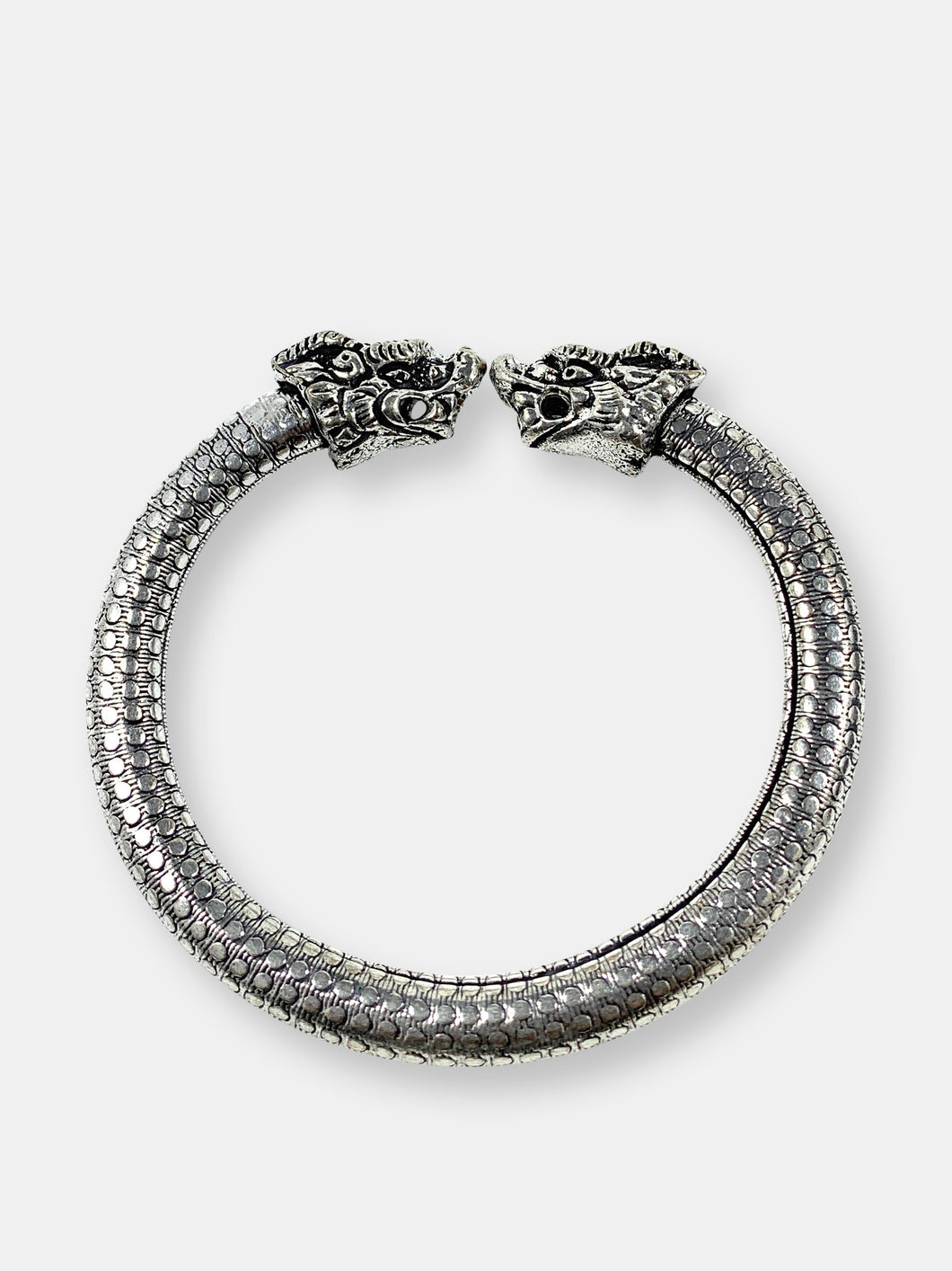 Antique Norse Bracelet With Lion Heads & Dotted Pattern
