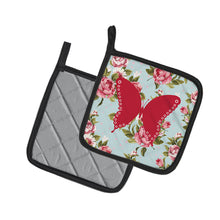 Load image into Gallery viewer, Butterfly Shabby Chic Blue Roses BB1036 Pair of Pot Holders