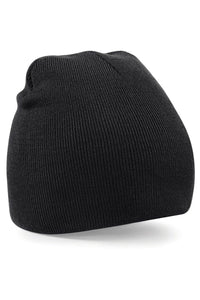 Beechfield Plain Basic Knitted Winter Beanie Hat (Black)