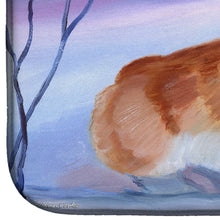 Load image into Gallery viewer, 14 in x 21 in Corgi Snow Cardinal Dish Drying Mat