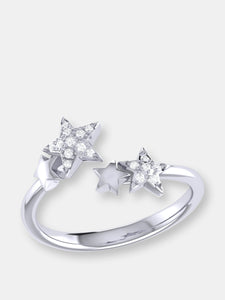 Dazzling Star Couples Diamond Open Ring In Sterling Silver