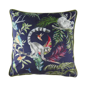 Evans Lichfield Jungle Lemur Cushion Cover (Blue/Green/Gray) (One Size)