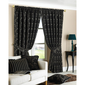Riva Home Hanover Pencil Pleat Curtains (Black) (90 x90 inch)
