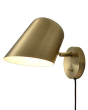 Load image into Gallery viewer, Nova of California Culver 7&quot; Plug-in Contemporary Sconce in Brushed Brass with On/Off Switch for Bedroom Livingroom  Hallway Brass