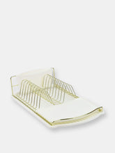 Load image into Gallery viewer, Michael Graves Design Gold Finish Steel Wire Compact Dish Rack with Oversized Utensil Holder, White