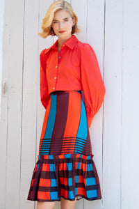 Flounced Midi Skirt