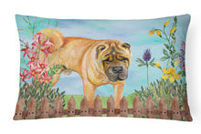 Load image into Gallery viewer, 12 in x 16 in  Outdoor Throw Pillow Shar Pei Spring Canvas Fabric Decorative Pillow