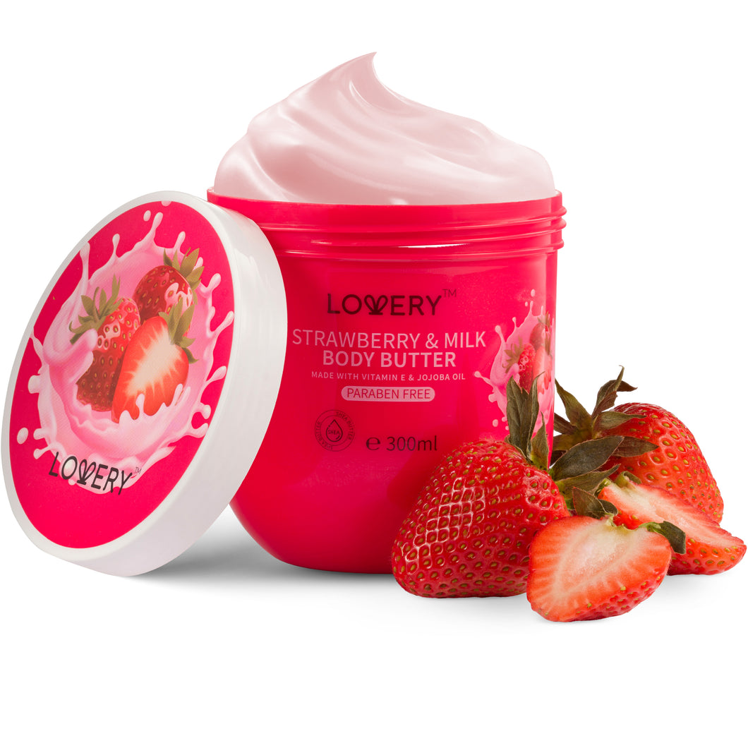 Lovery Strawberry Milk Body Butter - 12oz Ultra-Hydrating Shea Butter Body Cream