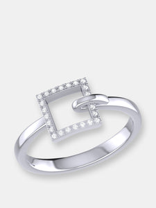 On The Block Square Diamond Ring In Sterling Silver