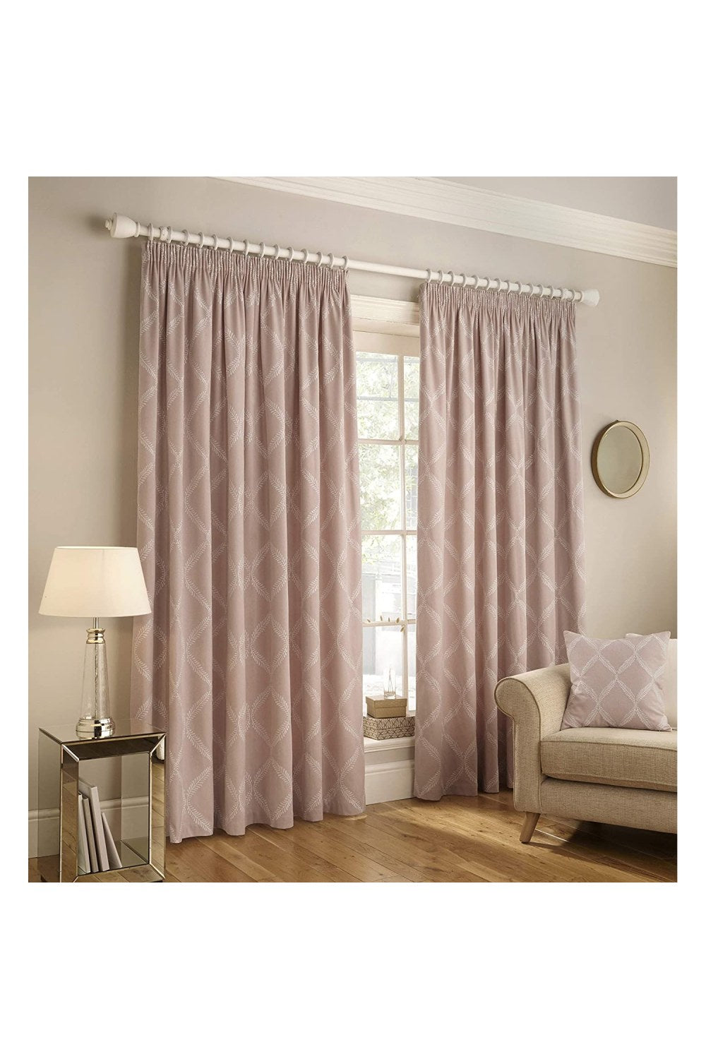 Paoletti Olivia Pencil Pleat Curtains (Blush Red) (66in x 90in)