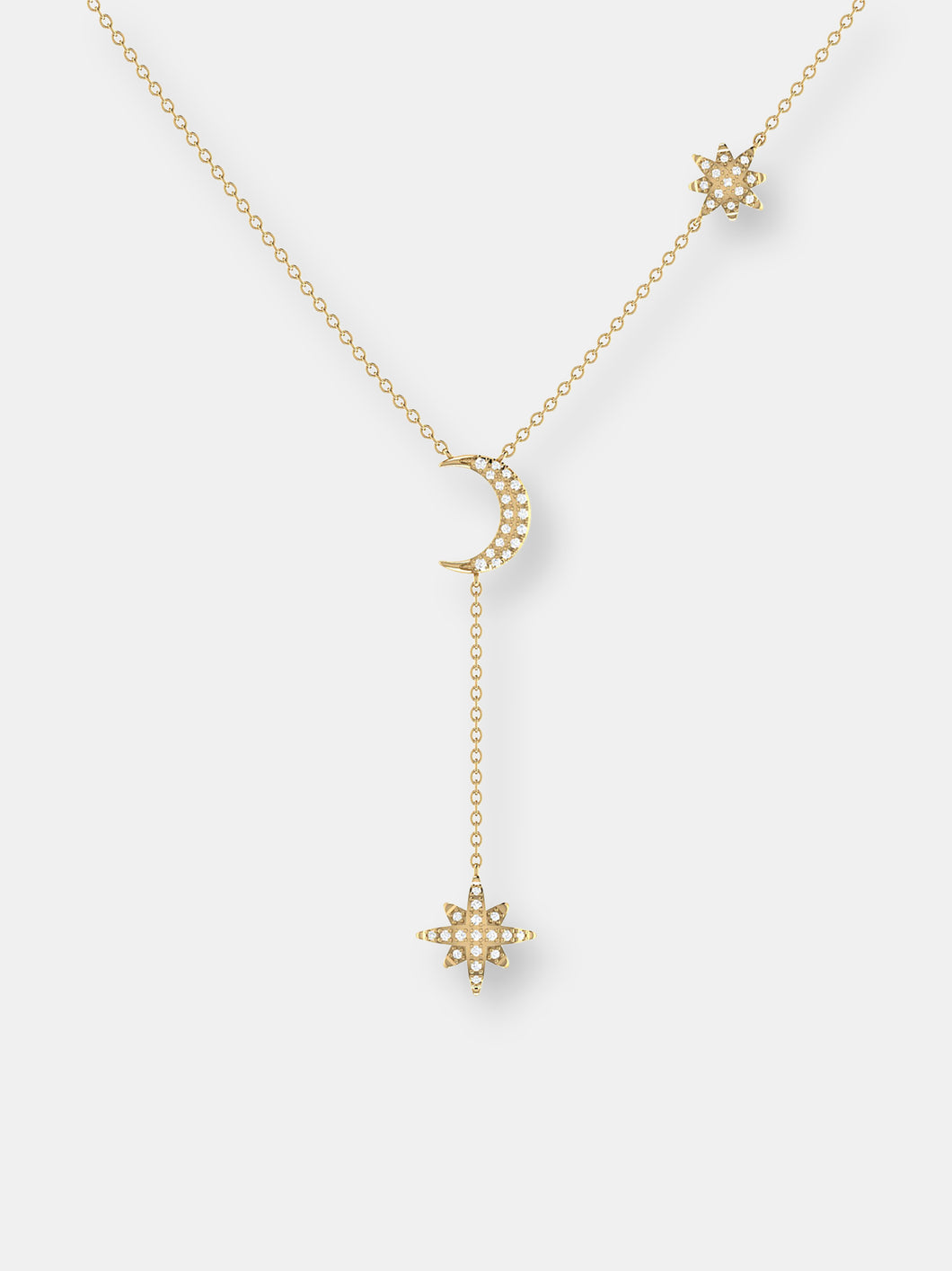 Crescent North Star Diamond Drop Necklace In 14K Gold Vermeil On Sterling Silver