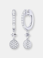 Load image into Gallery viewer, Full Moon Star Diamond Hoop Earrings in Sterling Silver