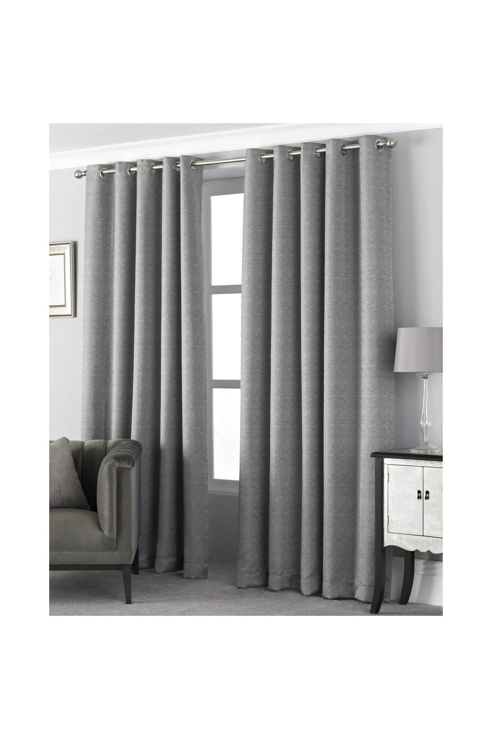 Riva Home Pendleton Ringtop Eyelet Curtains (Graphite) (66 x 54in)