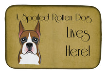 Load image into Gallery viewer, 14 in x 21 in Boxer Spoiled Dog Lives Here Dish Drying Mat