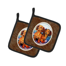 Load image into Gallery viewer, Long Hair Red Dachshund Two Peas Pair of Pot Holders