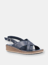 Load image into Gallery viewer, Womens/Ladies Elena Leather Wedge Sandal - Navy