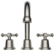 Load image into Gallery viewer, Widespread Bathroom Faucet with Drain Kit Included in Brushed Nickel