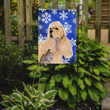 Load image into Gallery viewer, 11&quot; x 15 1/2&quot; Polyester Cocker Spaniel Winter Snowflakes Holiday Garden Flag 2-Sided 2-Ply
