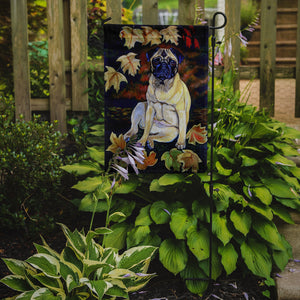 Polyester Fawn Pug In Fall Leaves Garden Flag 2-Sided 2-Ply