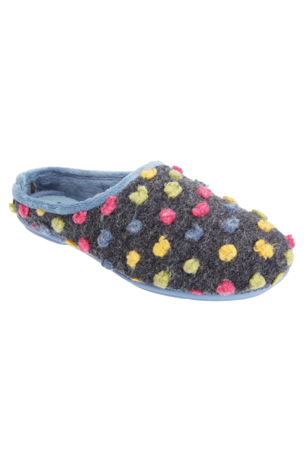 Womens/Ladies Amy Spotted Knit Mule Slippers - Blue/Multi