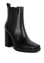 Load image into Gallery viewer, Grape Vine High Heeled Leather Boot In Black