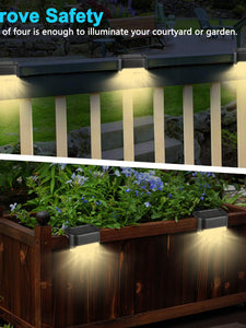 4 Pks Black Solar Deck Wall Step Fence Rail Lights