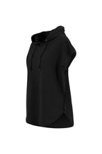 Load image into Gallery viewer, Build Your Brand Womens/Ladies Short Sleeve Hoodie (Black)