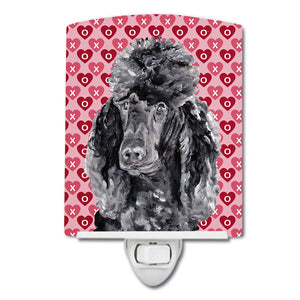 Black Standard Poodle Hearts and Love Ceramic Night Light