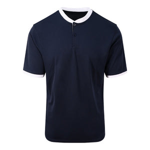 AWDis Just Cool Mens Stand Collar Sports Polo (French Navy/Arctic White)