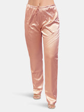 Load image into Gallery viewer, USA Made Ooh La La Stretch Satin Fully Lined Straight Leg Pants With Crystal Embellished Drawstring