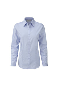 Russell Ladies/Womens Herringbone Long Sleeve Work Shirt (Light Blue)